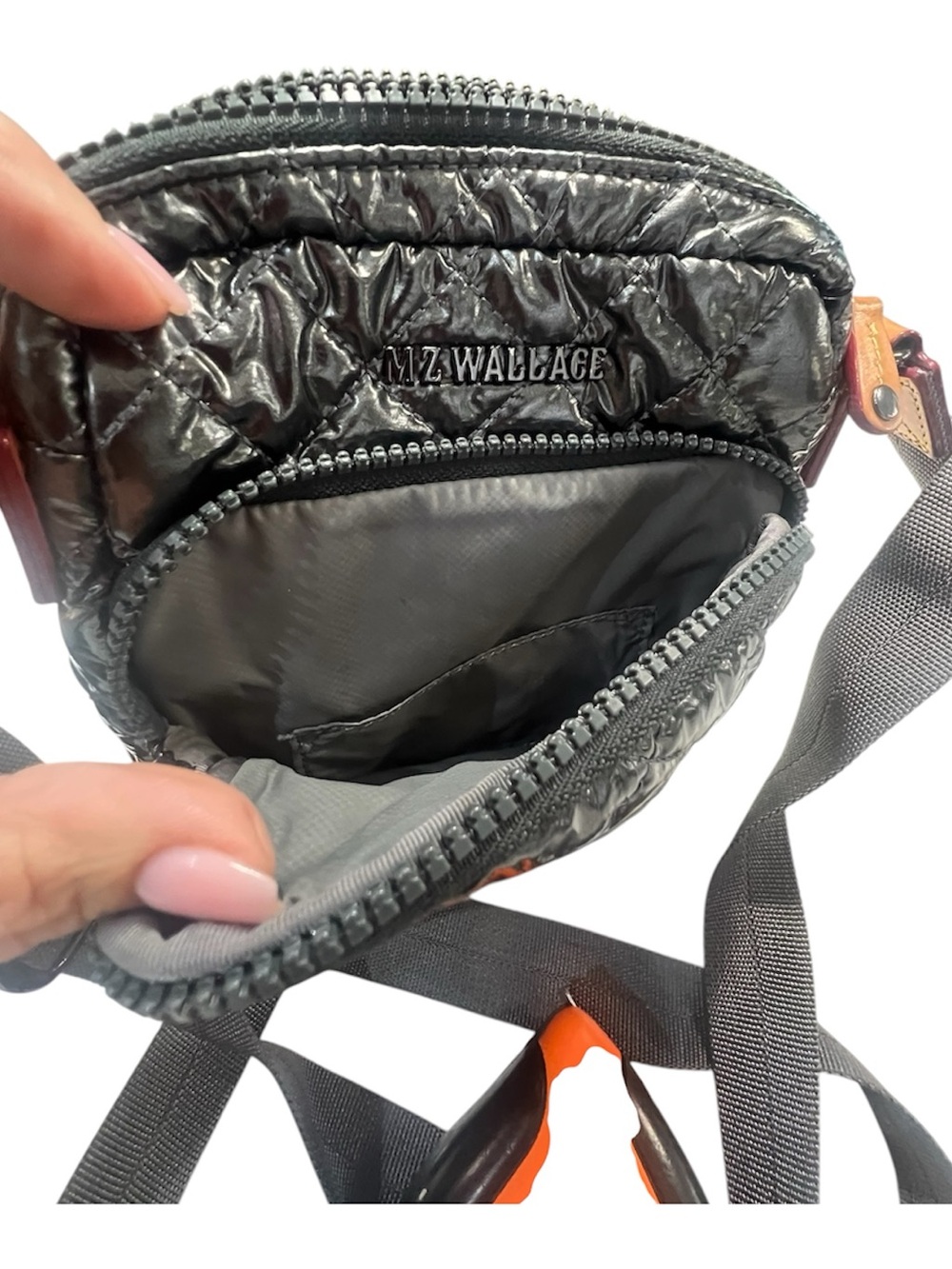 MZ Wallace Metro Crossbody- Anthracite Lacquer. Like New. Approx. 6 x 9 - Picture 7 of 7